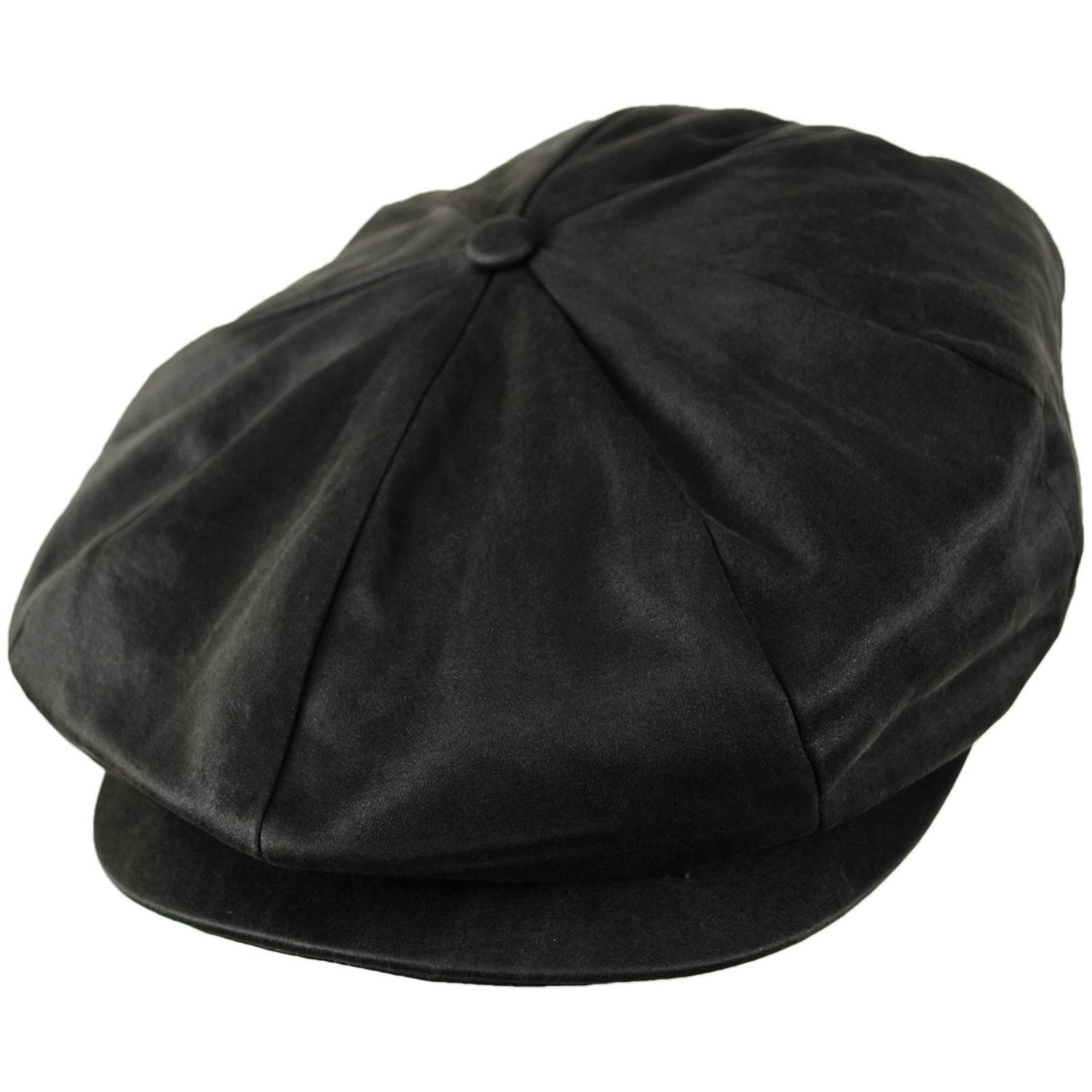BRIXTON HATS | Brood Baggy Cotton Vegan Leather Newsboy Cap | 161585 | lead | BROWN FAUX LEATHER