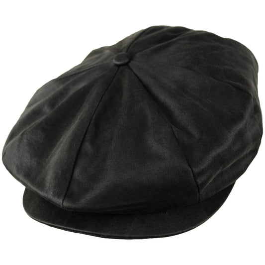 BRIXTON HATS | Brood Baggy Cotton Vegan Leather Newsboy Cap | 161585 | lead | BROWN FAUX LEATHER