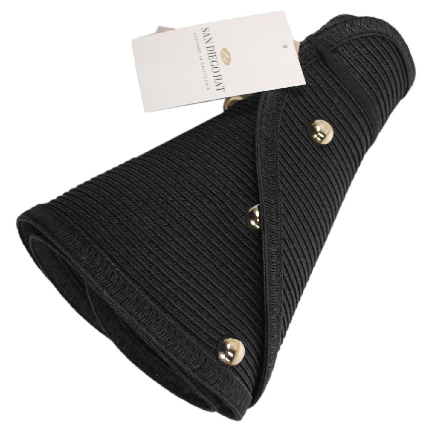San Diego Hat Company | Ruth Ultrabraid Toyo Straw Roll Visor | 197309 | detailone | BLACK