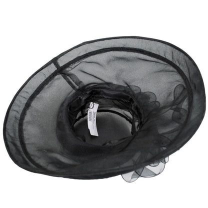 Luxe Noir Organza Boater Dress Hat