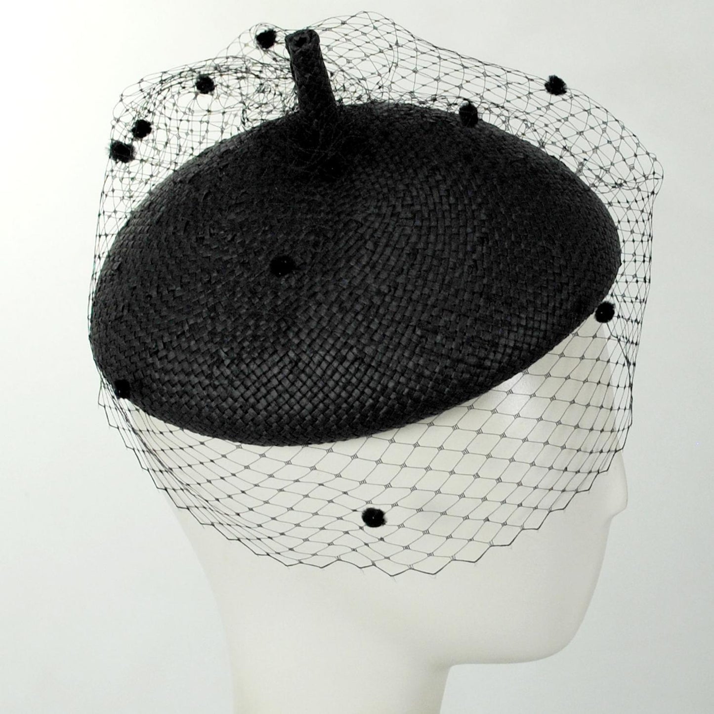 Kathy Jeanne | Toyo Straw Beret with Veil | 100722 | profile | BLACK