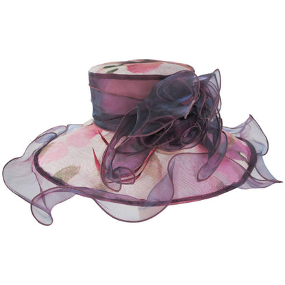 Sophia | Tea Party Floral Organza Dress Hat | 122909 | lead | BURGUNDY
