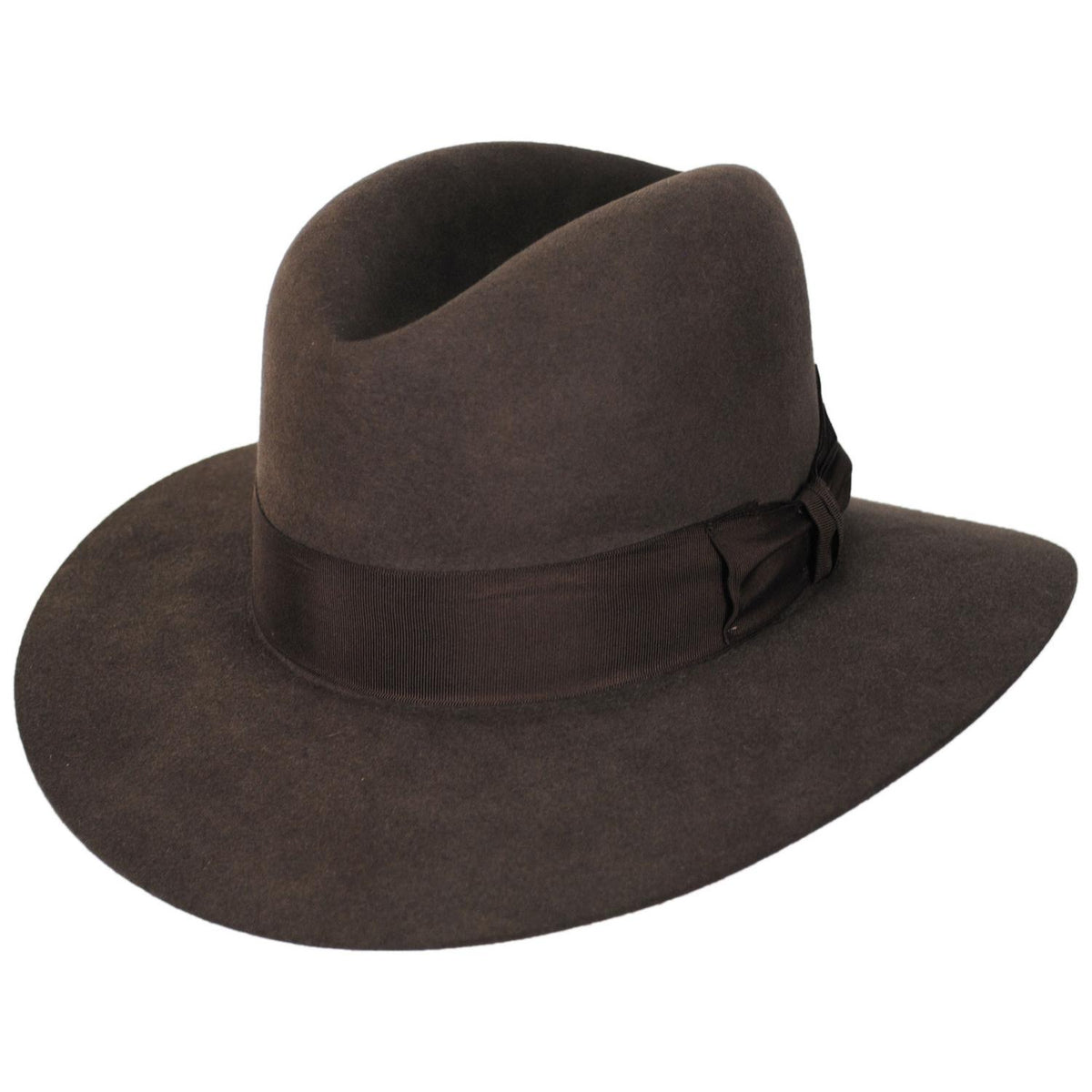 Akubra | Adventurer Fur Felt Shapeable Open Crown Fedora Hat | 131704 | detailone | MID BROWN