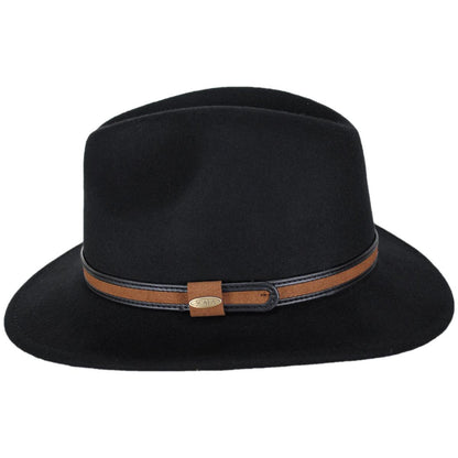 Scala | Shaun Crushable Wool Felt Safari Fedora Hat | 130442 | profile | BLACK