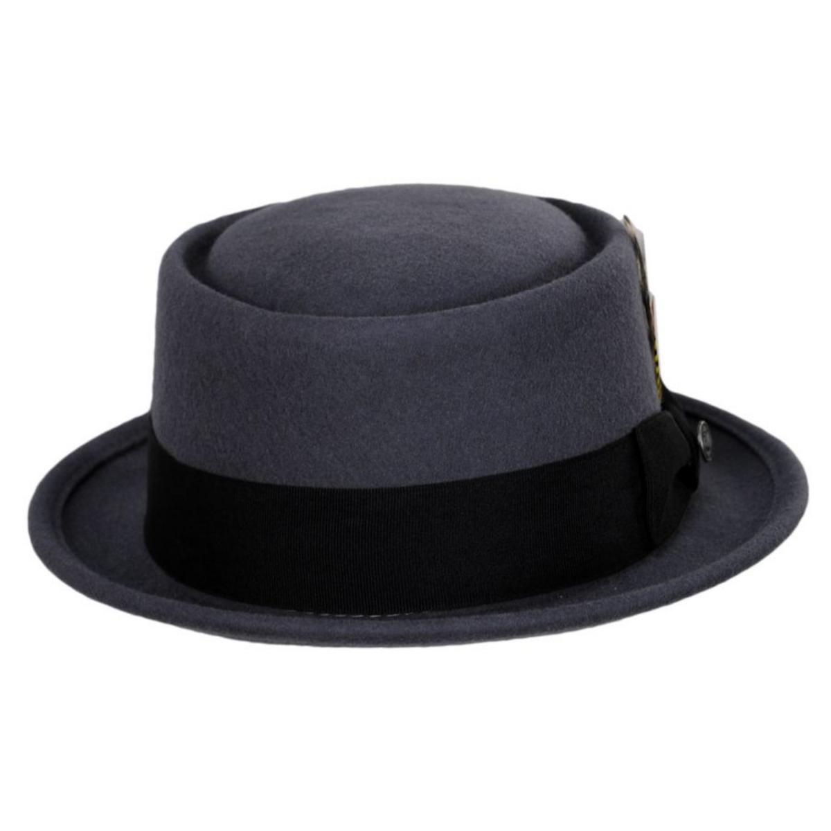 Jaxon Hats | Wool Felt Pork Pie Hat | 135065 | front | GREY
