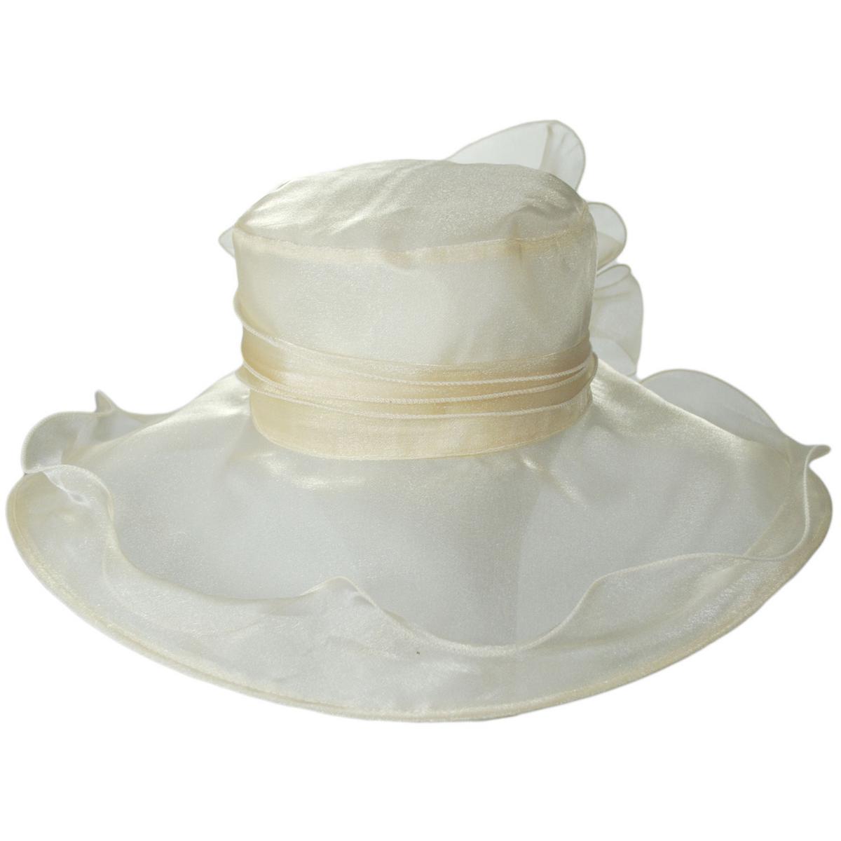 San Diego Hat Company | Organza Pearl Boater Dress Hat | 121052 | front | IVORY