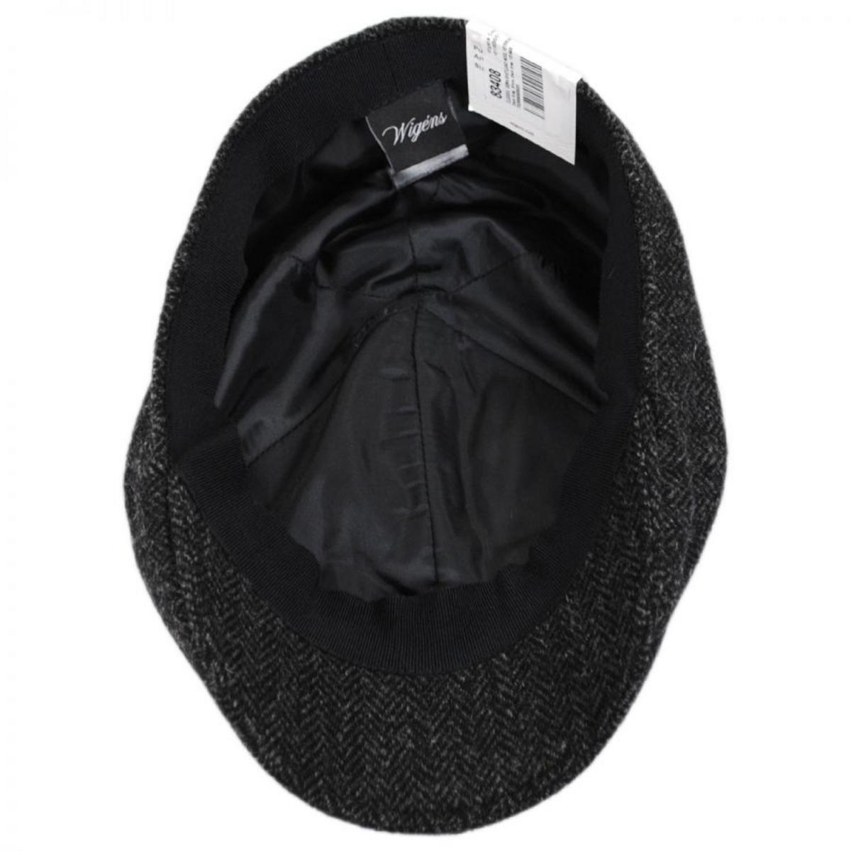 Wigens Caps | Classic Shetland Wool Herringbone Duckbill Ivy Cap | 161949 | under | DARK GREY