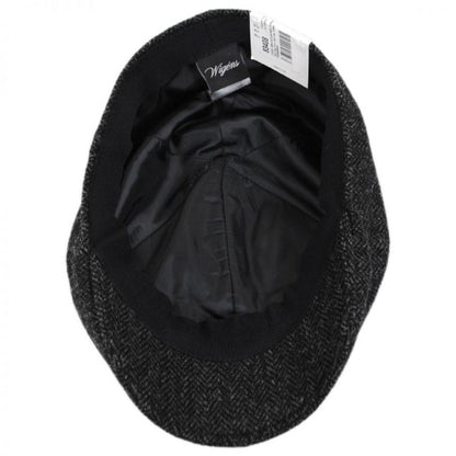 Wigens Caps | Classic Shetland Wool Herringbone Duckbill Ivy Cap | 161949 | under | DARK GREY