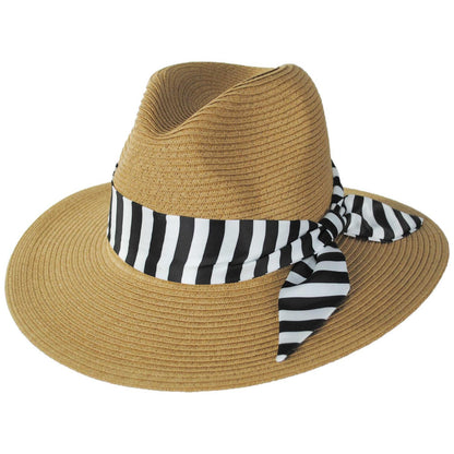 San Diego Hat Company | Gidget Ultrabraid Toyo Straw Fedora Hat | 103594 | lead | BLACK/WHITE