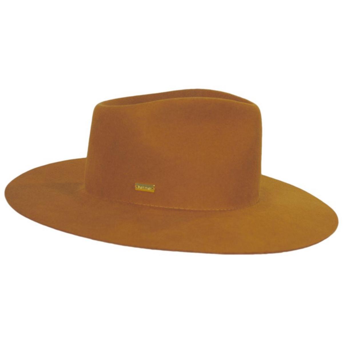 Betmar | Georgia Wide Brim Wool Felt Fedora Hat | 123173 | profile | WHISKEY