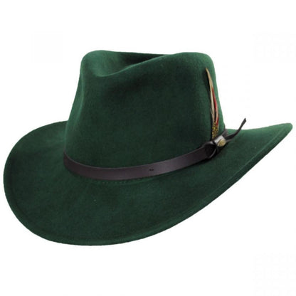 Scala | Dakota Wool Crushable Outback Hat | 130443 | lead | PINE