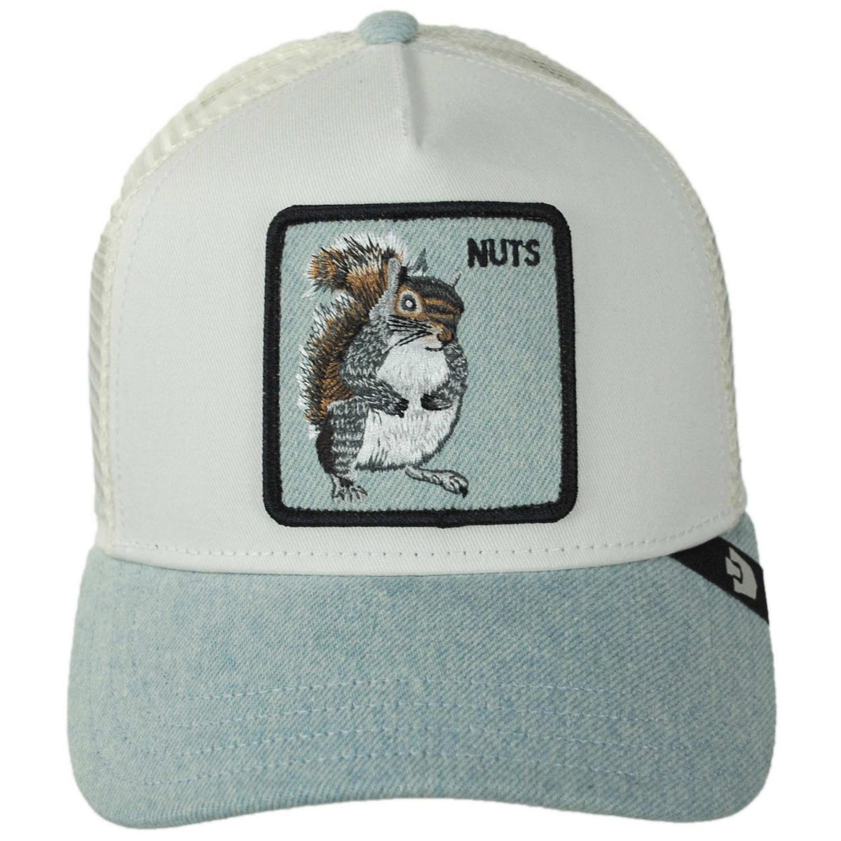 Goorin Bros | Denim Nuts Mesh Trucker Snapback Baseball Cap | 200847 | front | LIGHT DENIM
