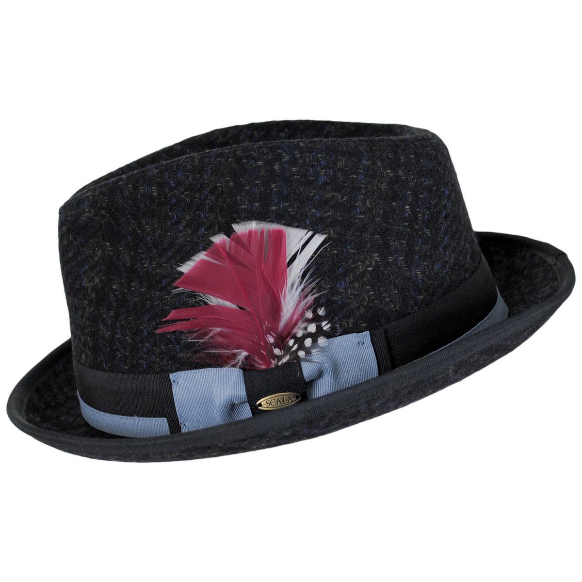 Scala | Regent Tweed Wool Blend Fedora Hat | 140172 | profile | NAVY