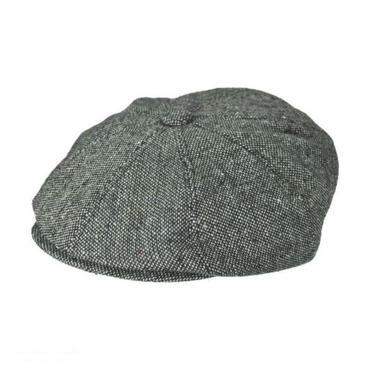 Jaxon Hats | Marl Tweed Wool Blend Newsboy Cap | 167787 | lead | BLACK