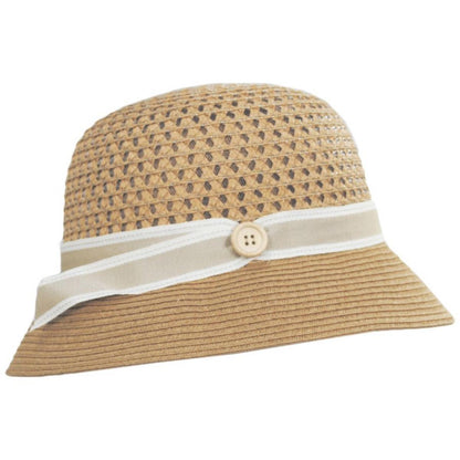 Toyo Straw Button Band Cloche Hat - Made to Order