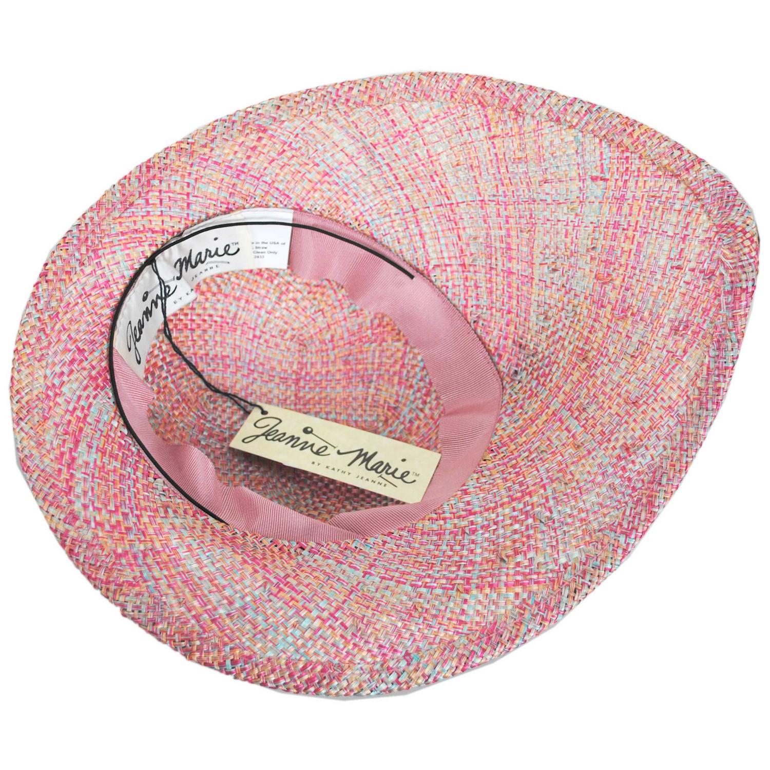 Jeanne Marie | Hat Pin and Swirls Tweed Ramie-Sisal Straw Dress Hat | 122449 | under | PINK MIX