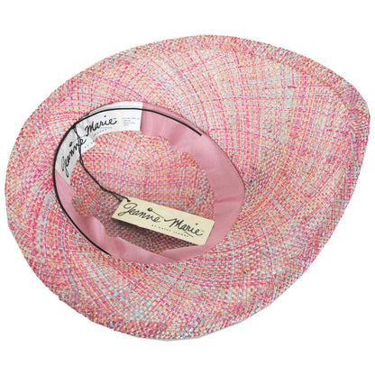 Jeanne Marie | Hat Pin and Swirls Tweed Ramie-Sisal Straw Dress Hat | 122449 | under | PINK MIX