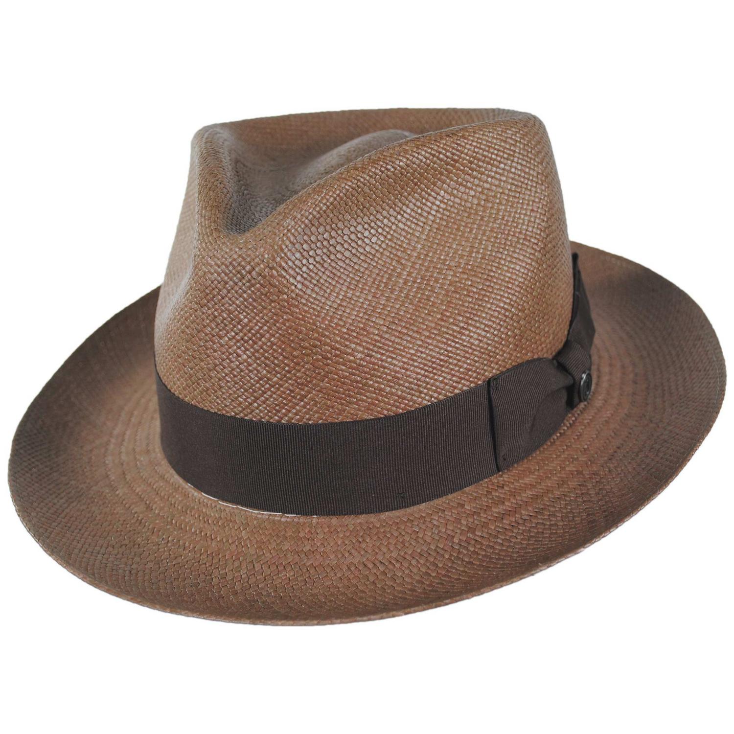 Jaxon Hats | Humphrey Grade 8 Panama Straw Fedora Hat | 127153 | lead | WALNUT