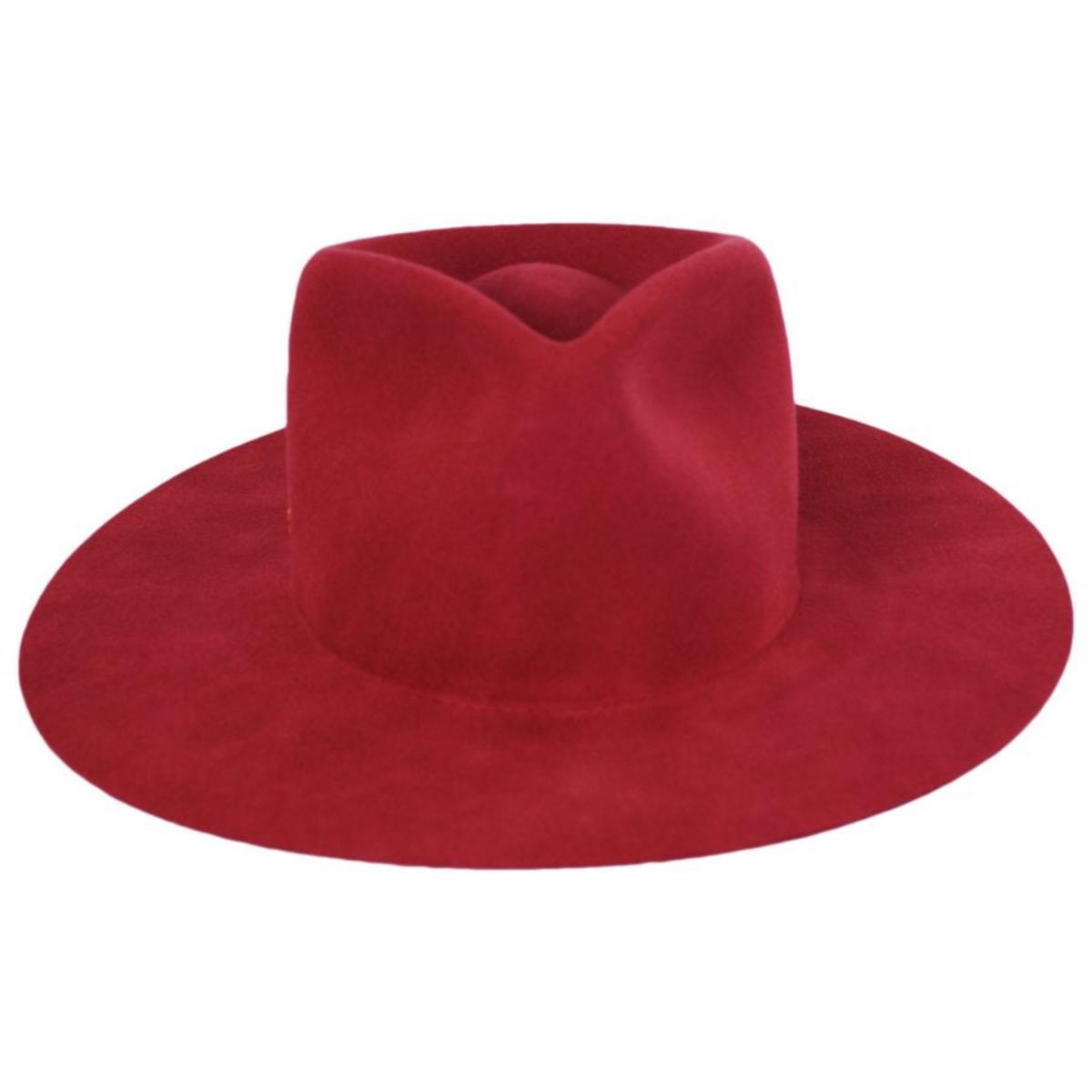 Betmar | Georgia Wide Brim Wool Felt Fedora Hat | 123173 | front | RUSTIC RED