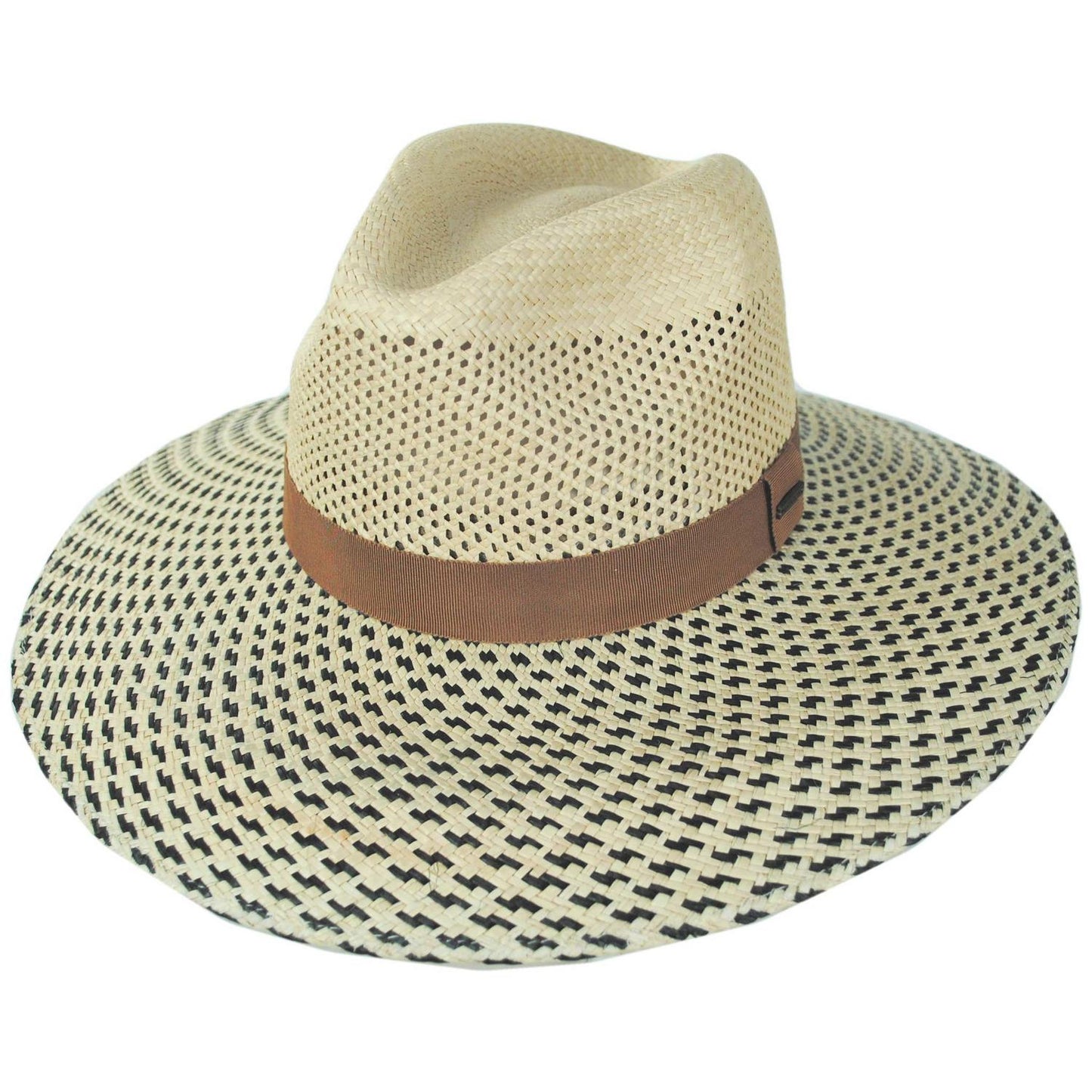 BRIXTON HATS | Evangeline Panama Straw Rancher Fedora Hat | 104066 | lead | NATURAL/BLACK