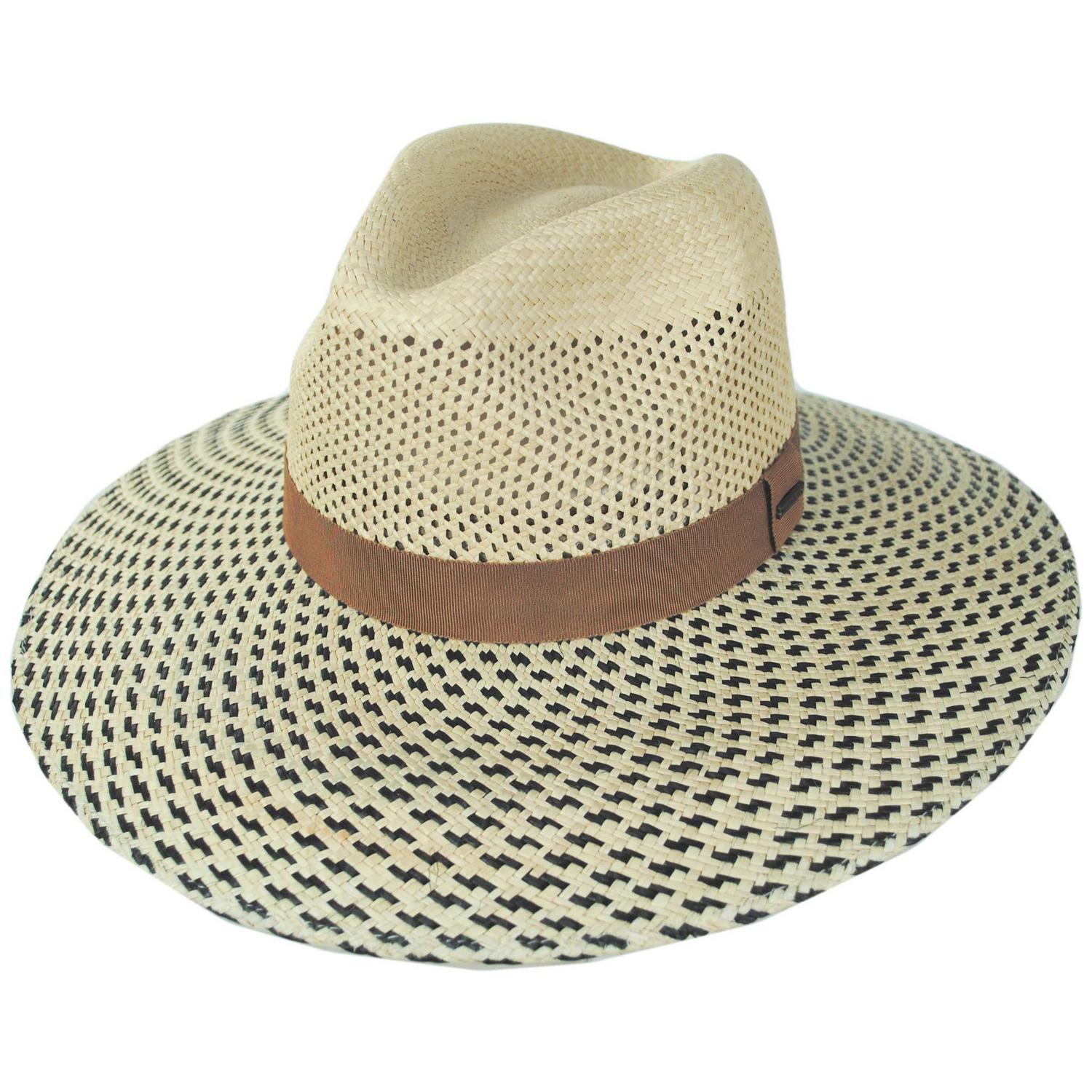BRIXTON HATS | Evangeline Panama Straw Rancher Fedora Hat | 104066 | lead | NATURAL/BLACK
