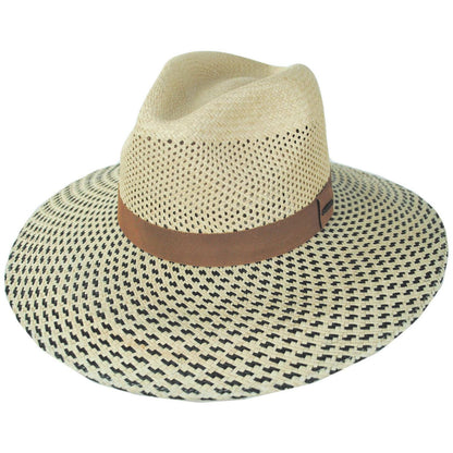 BRIXTON HATS | Evangeline Panama Straw Rancher Fedora Hat | 104066 | lead | NATURAL/BLACK