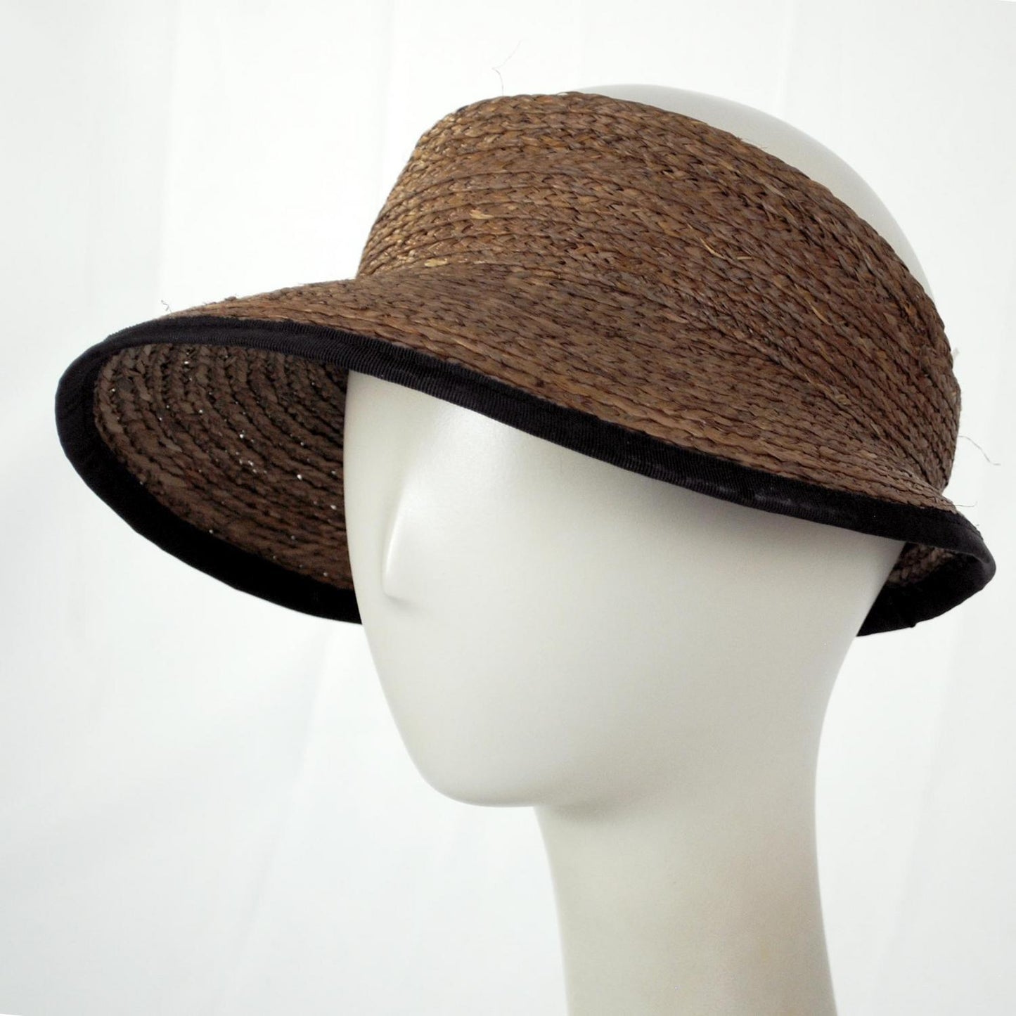 Kathy Jeanne | Updo Raffia Straw Visor | 198700 | profile | BROWN/BLACK