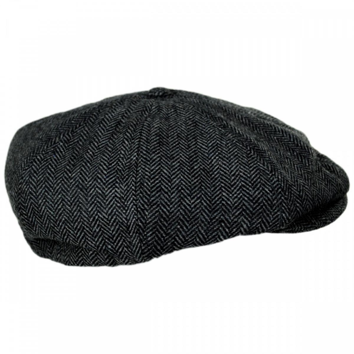 BRIXTON HATS | Brood Herringbone Wool Blend Newsboy Cap | 161512 | profile | GREY/BLACK