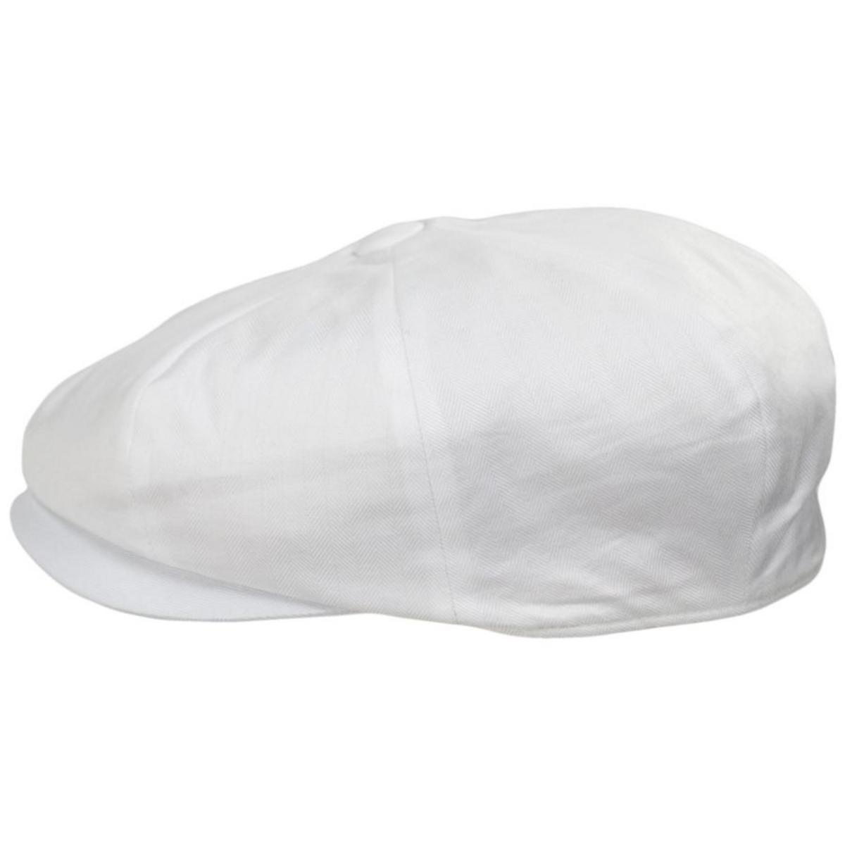 Baskerville Hat Company | Glasbury Cotton Herringbone Newsboy Cap | 167681 | profile | IVORY