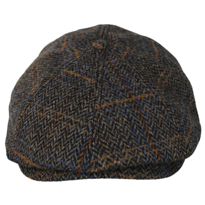 BRIXTON HATS | Brood Wool Blend Herringbone Plaid Newsboy Cap | 161586 | front | SLATE BLUE/SEPIA/ORANGE