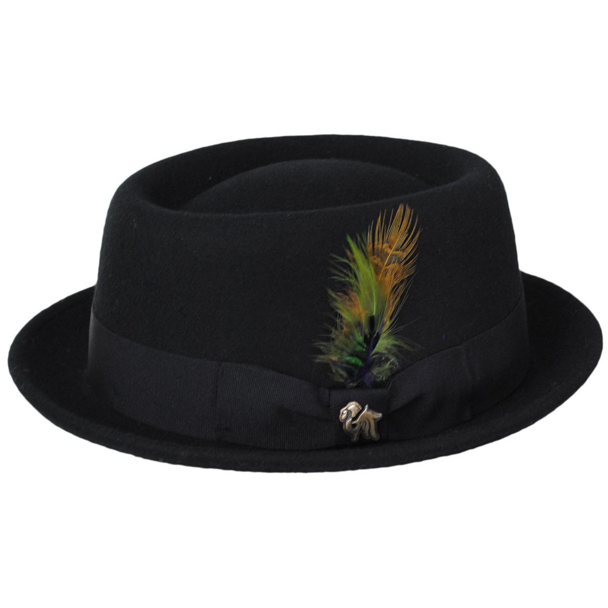Bigalli | Stingy Brim Wool Felt Pork Pie Hat | 131413 | profile | BLACK