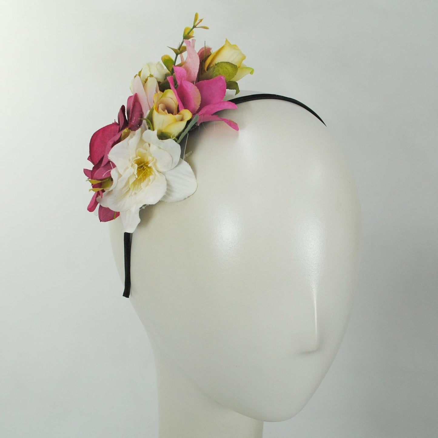 Jeanne Simmons | Flower Bouquet Fascinator Headband | 120719 | profile | PINK