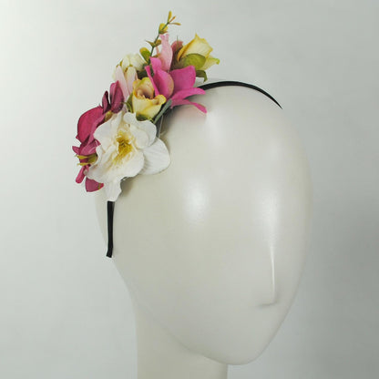 Jeanne Simmons | Flower Bouquet Fascinator Headband | 120719 | profile | PINK