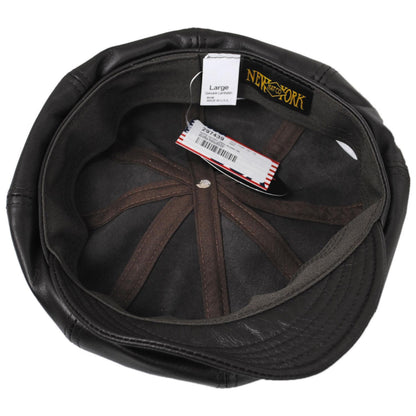 NEW YORK HAT CO | Spitfire Lambskin Leather Newsboy Cap | 161109 | under | BROWN