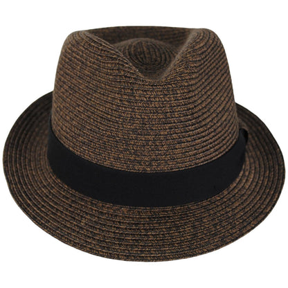 Bigalli | Street Style Poly Braid Stingy Brim Fedora Hat | 129253 | front | CHOCOLATE