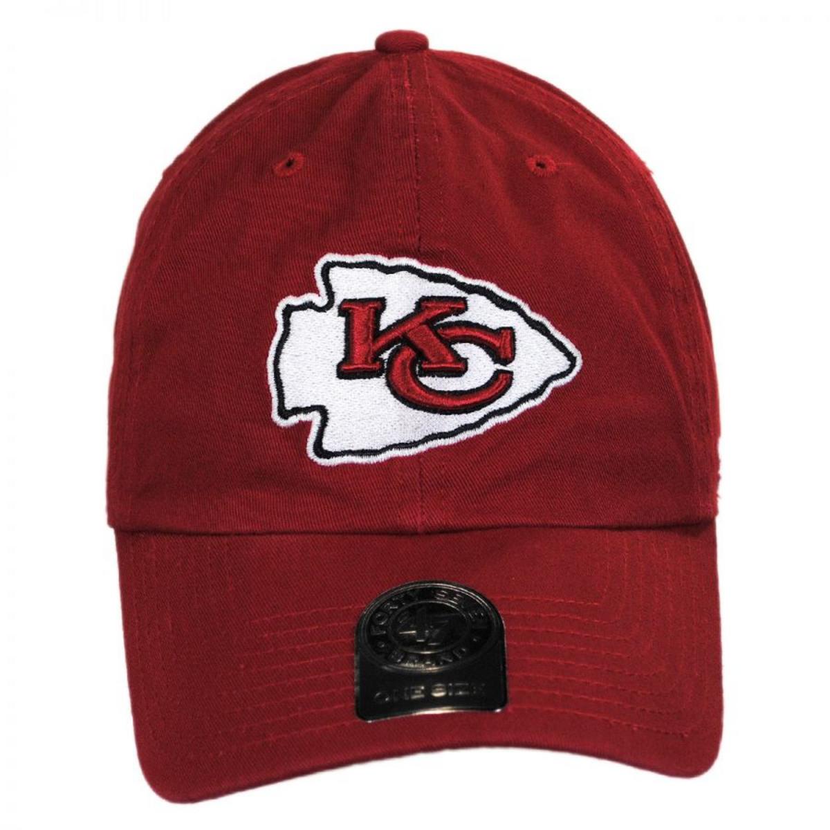 47 Brand | Kansas City Chiefs NFL Clean Up Strapback Baseball Cap Dad Hat | 203480 | front | RED