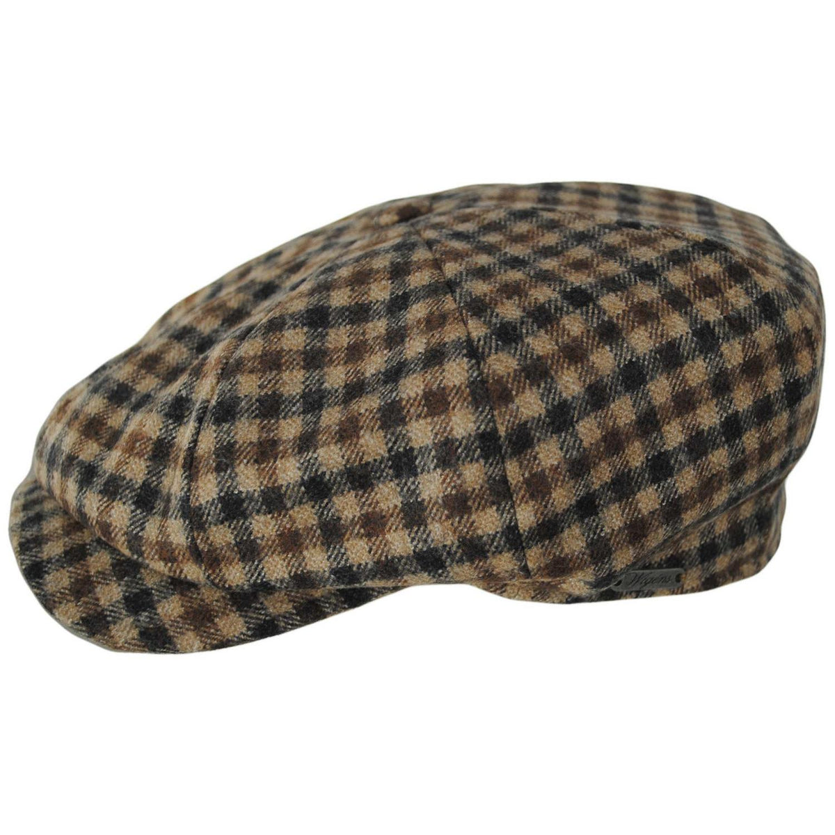 Wigens Caps | Pepita Check Wool Retro Newsboy Cap | 161977 | profile | BROWN