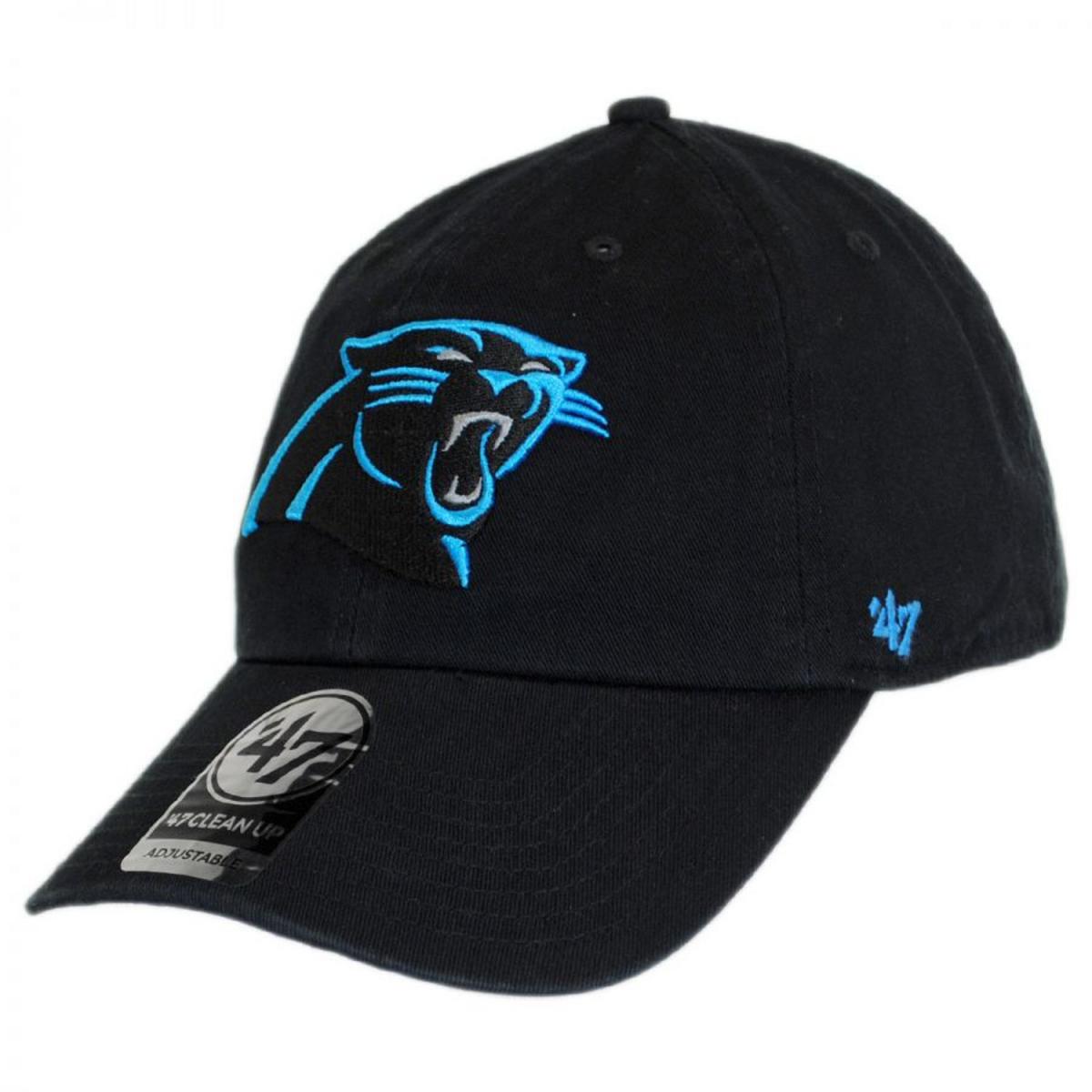 47 Brand | Carolina Panthers NFL Clean Up Strapback Baseball Cap Dad Hat | 203520 | lead | BLACK