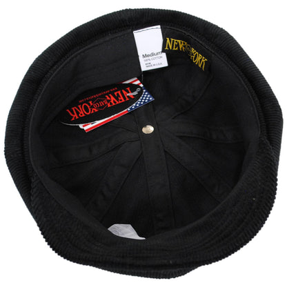 NEW YORK HAT CO | Cotton Corduroy Spitfire Newsboy Cap | 161111 | under | BLACK