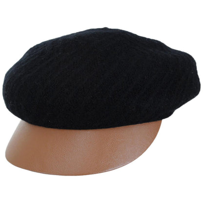 Scala | Alicent Boiled Wool Jockey Cap | 106423 | lead | BLACK