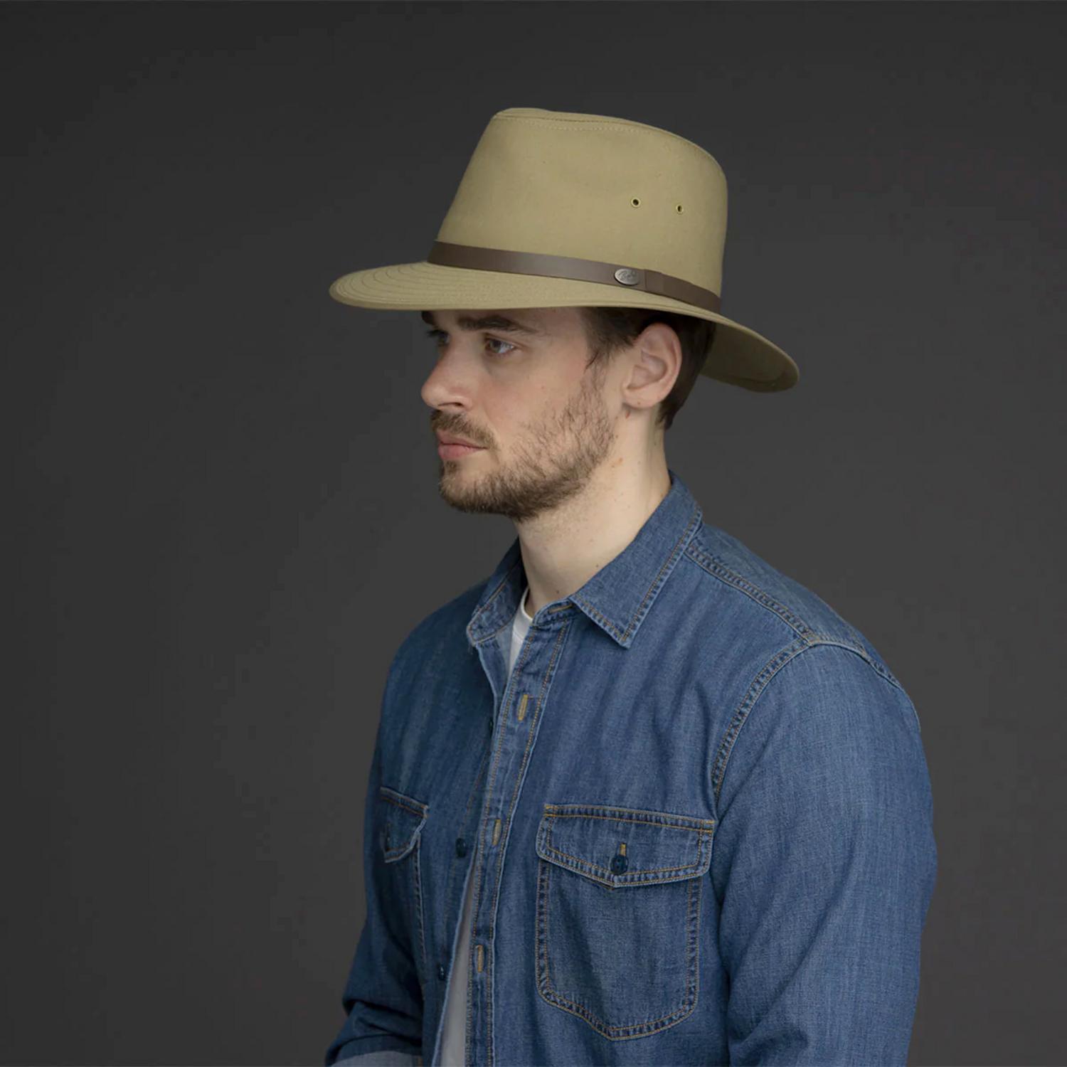Bailey 1922 | Dalton Cotton Blend Rain Safari Fedora Hat | 147433 | lsmone | TAN