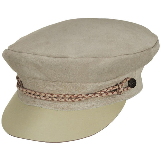 BRIXTON HATS | Kayla Leather Suede Fiddler Cap | 107412 | lead | CREAM/CREAM