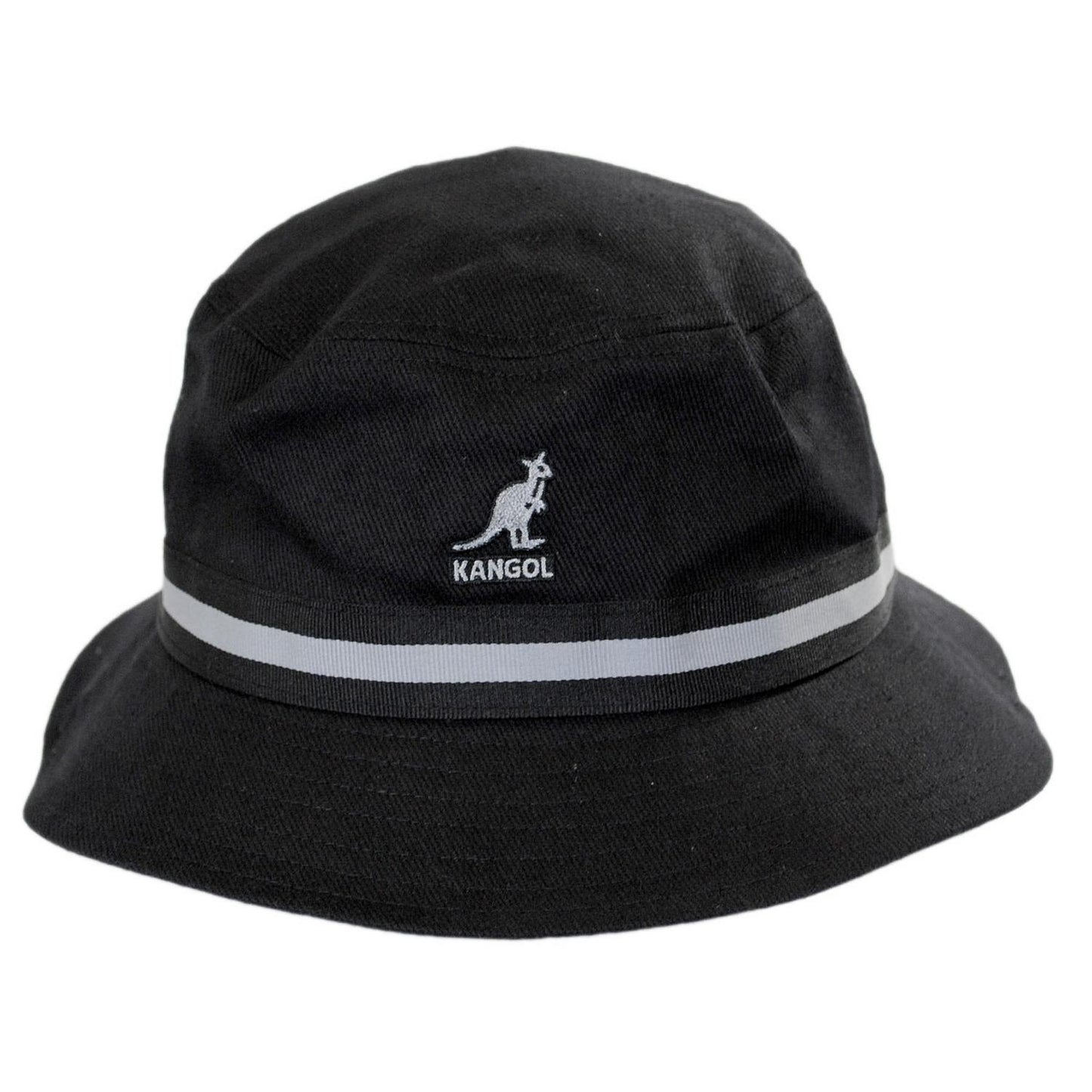 Kangol | Stripe Lahinch Cotton Bucket Hat | 185718 | front | BLACK