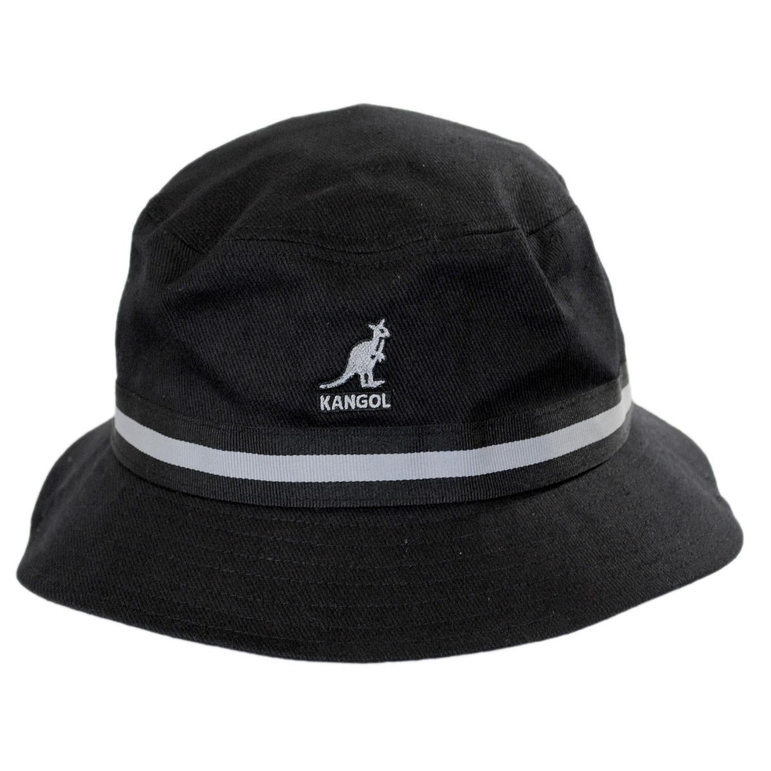 Kangol | Stripe Lahinch Cotton Bucket Hat | 185718 | front | BLACK