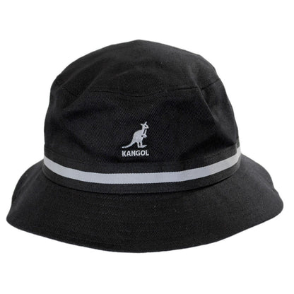 Kangol | Stripe Lahinch Cotton Bucket Hat | 185718 | front | BLACK