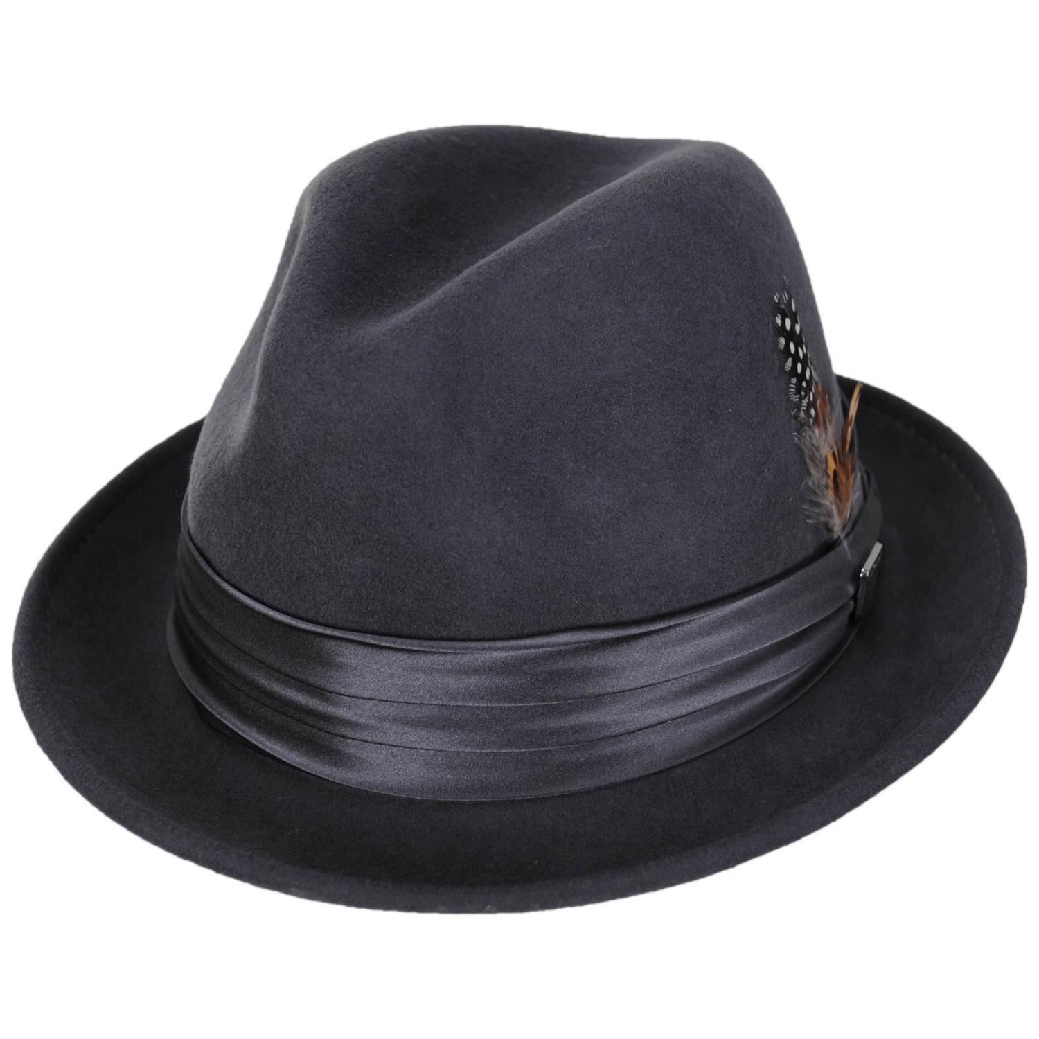 Stacy Adams | Crushable Wool Felt Fedora Hat | 130456 | lead | GREY