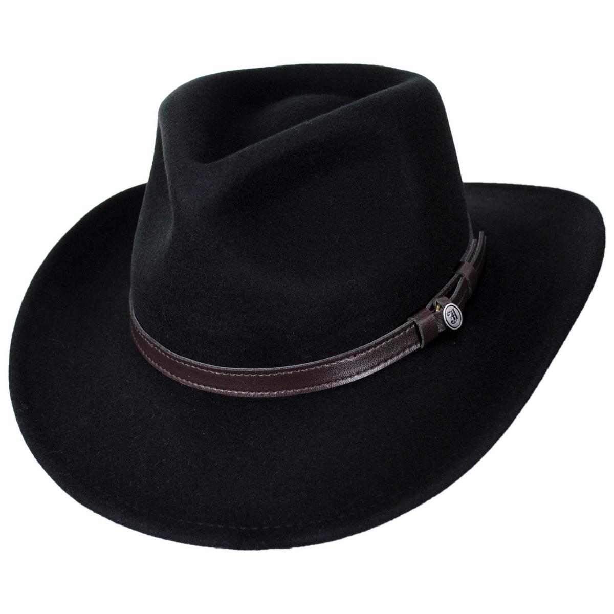 Jaxon Hats | Crushable Wool Felt Outback Hat | 135002 | lead | BLACK