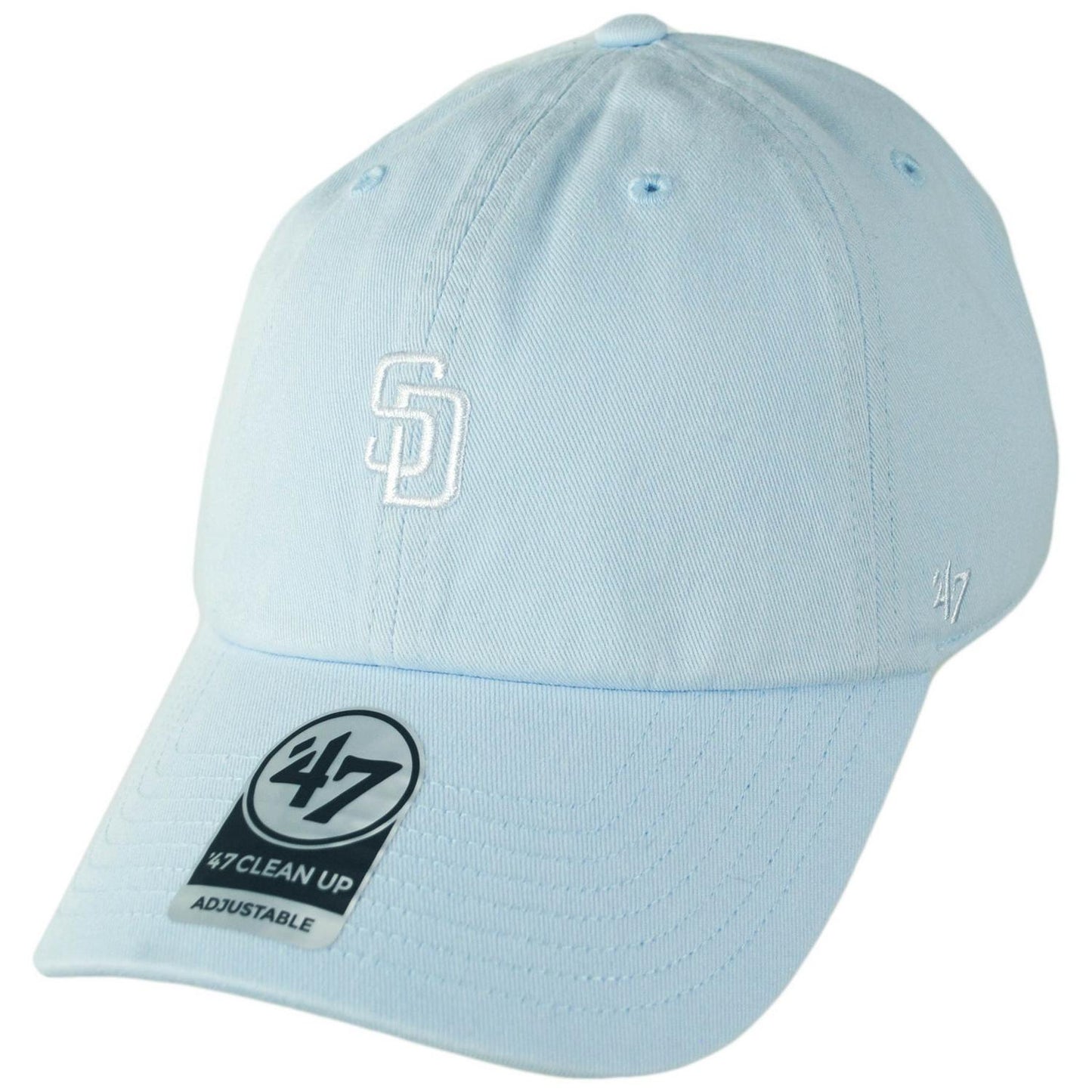47 Brand | San Diego Padres MLB Base Runner Clean Up Strapback Baseball Cap Dad Hat | 204426 | lead | DIGITAL BLUE