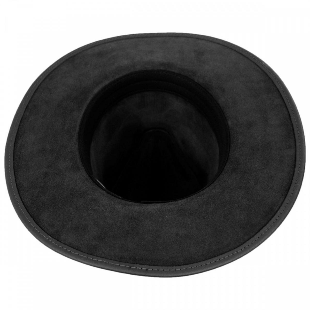 Henschel | Dude Braid Conch Leather Outback Hat | 140300 | under | BLACK