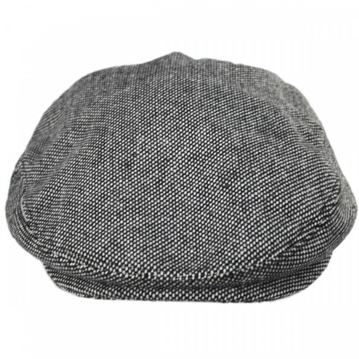 Jaxon Hats | Marl Tweed Wool Blend Ivy Cap | 167751 | front | BLACK